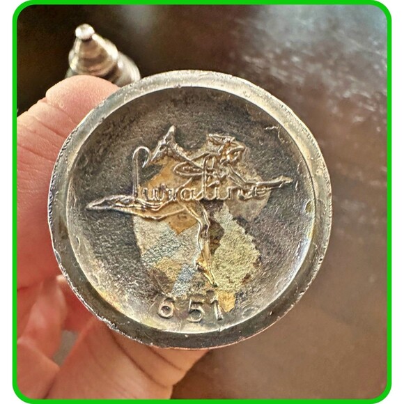 Vintage 50's Silver Plate Salt & Pepper Shakers by Luraline 651 Pre-Owned - Picture 3 of 3